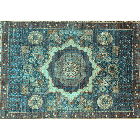 Ahgly Company Indoor Rectangle Abstract Light Blue Modern Area Rugs, 8' x 10'