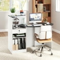 thumbnail image 2 of Patiojoy Modern Reception Desk Front Counter Desk with Oval Tabletop Lockable Drawer & Adjustable Shelf White, 2 of 9