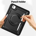 thumbnail image 5 of for iPad Pro 13 Inch M4 2024 7th Gen Tablet Case with Rotatable Stand & Handle Grip, Soft TPU Outer Shell Heat Dissipation Rugged Case with Adjustable Shoulder Strap Pen Holder, Black, 5 of 9