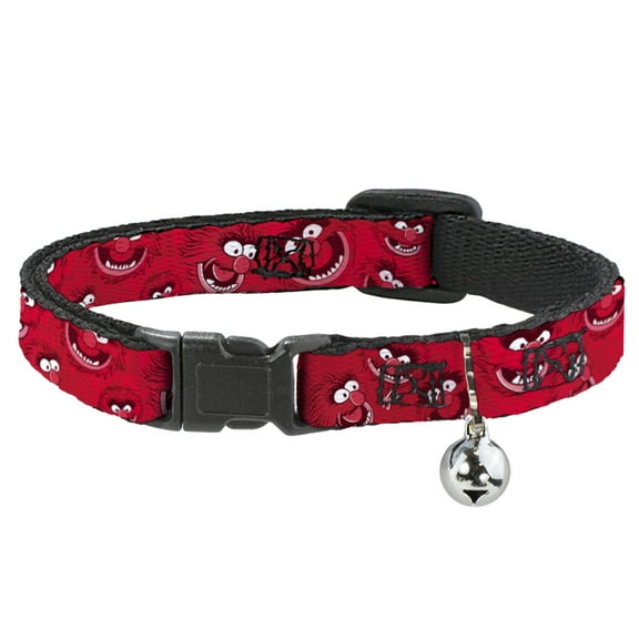 Disney Breakaway Cat Collar With Bell, Plastic Clip, Easy Adjustable, Animal Expressions Scattered Reds, 8.5 to 12 Inches 0.5 Inch Wide