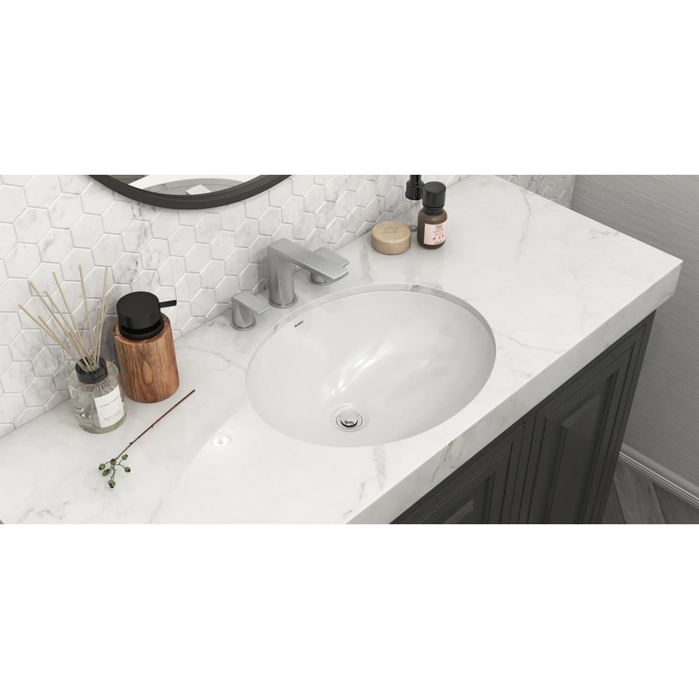 Ruvati RVB0619 Krona 18" Oval Porcelain Undermount Bathroom Sink - White