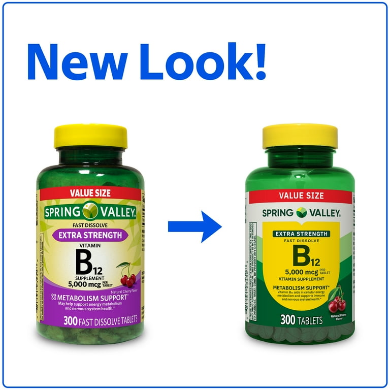 Spring Valley Extra Strength Vitamin B12 Supplement Fast