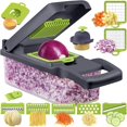 thumbnail image 1 of Picador de Verduras, Cortador de Verduras Multifuncional, con Cuchillas de Acero Inoxidable y Contenedor, Mandoline Rayadores para Verduras Ayudante de Cocina para Frutas, Verduras y Ensaladas, 1 of 4