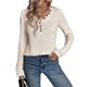 thumbnail image 1 of Camisetas de Punto Suaves y Transpirables para Mujer, con Cuello en V, Botones, Larga, Corte Holgado, Cálidas, Tipo Suéter Caqui 4XL, 1 of 10