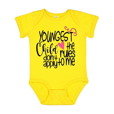 

Inktastic Youngest Child the Rules Don t Apply to Me Gift Baby Boy or Baby Girl Bodysuit