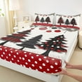 thumbnail image 3 of jejeloiu Christmas Tree Queen Sheet Sets,Happy New Year Flat Sheet,Red Black White Queen Fitted Sheet For Children,Super Cozy Room Decor,4-Piece, 3 of 7