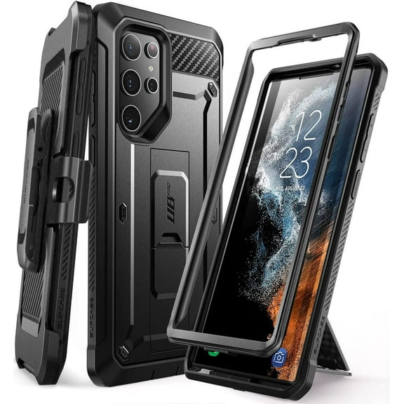 SUPCASE Unicorn Beetle Pro Series Case Designed for Samsung Galaxy S22 Ultra 5G (2022 Release), Full-Body Dual Layer Rugged Holster & Kickstand Case Without Built-in Screen Protector (Black)