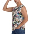 thumbnail image 3 of Xecao Colorful Flowers Print Men's Tank Top: Sleek Sleeveless Tee for Casual Sports and Beach Occasions-Large, 3 of 7