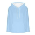thumbnail image 6 of Women's Flannel Hooded Sweatshirt, Drop Shoulder Oversized Pullover, Soft Brushed Fleece Hoodie, Casual Loose Fit Sweater, Solid Color Lounge Hoodie for Women Light Blue M, 6 of 7