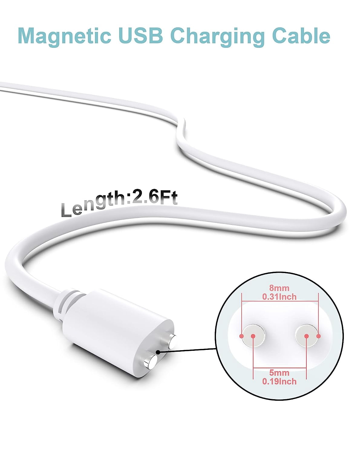 BICMICE 2.7' USB to Magnetic DC Charger Cable, White, Charging Compatibility Durability