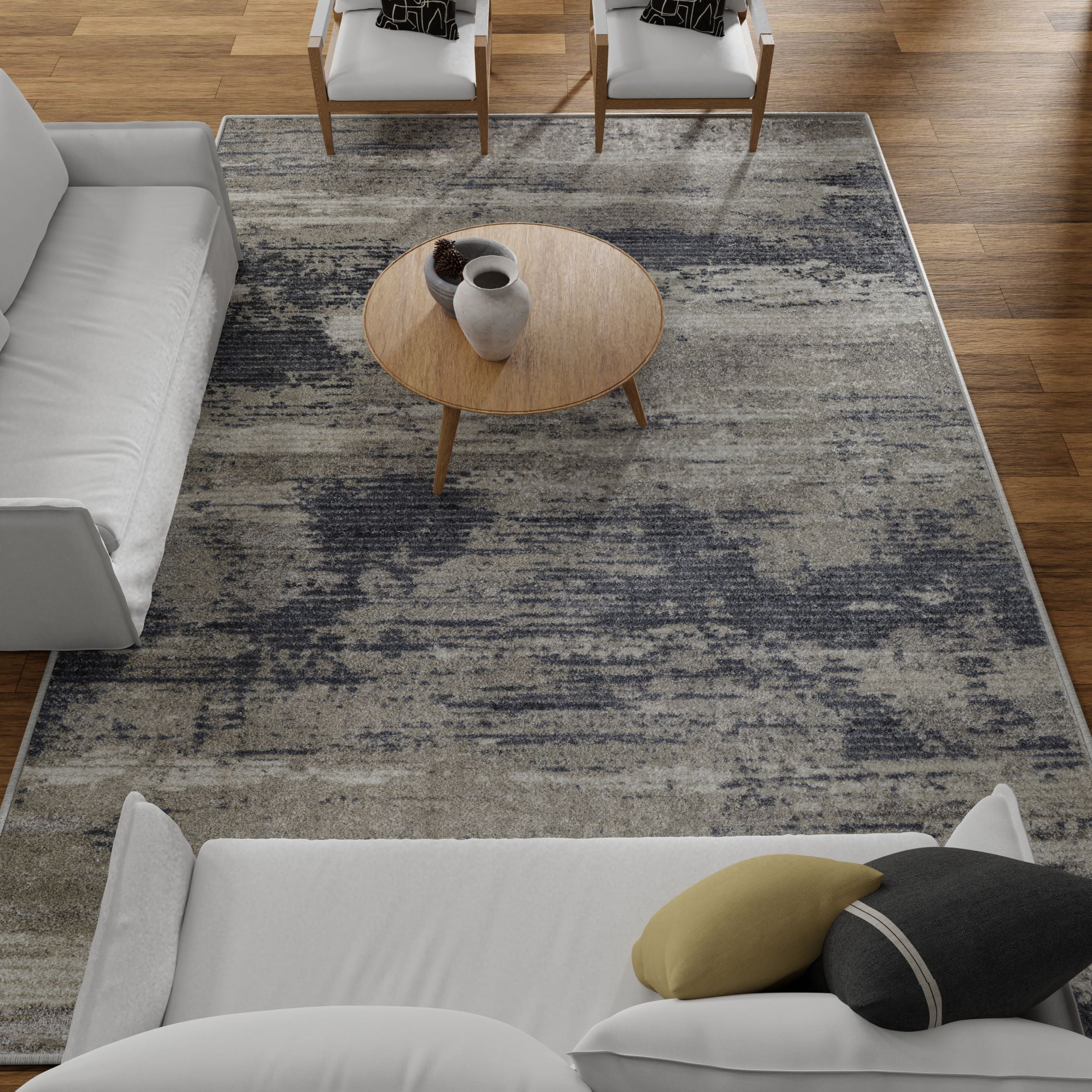 Loomaknoti Carleigh Arnald 4' x 6' Blue Abstract Indoor Area Rug