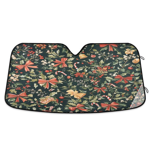 Yayeee Car Windshield Sun Shade Universal Fit Front Visor Protector, Christmas Bows