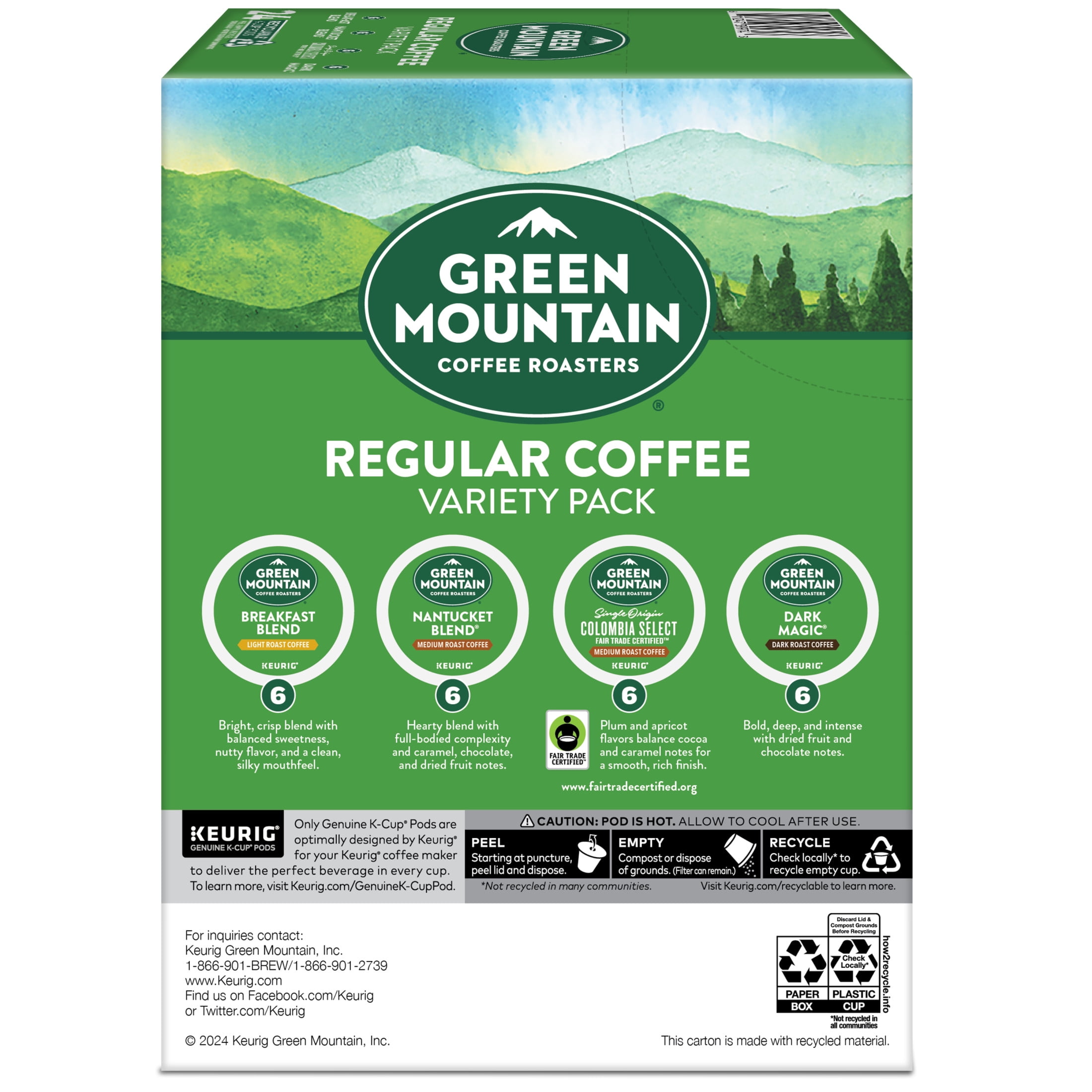 Green Mountain Coffee Roasters Keurig K Cup Coffee Pods Variety Blend 24 Count Walmart