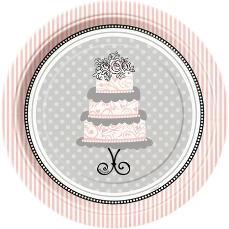7" Elegant Wedding Paper Dessert Plates, 8ct