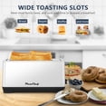 thumbnail image 3 of Silver 4-Slice Long Slot Toaster, 1500W Stainless Steel Countertop Model, 6 Adjustable Browning Levels, Integrated Bagel, Defrost & Reheat Modes, Detachable Crumb Tray for Effortless Daily Cleaning, 3 of 7
