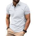 thumbnail image 5 of Mens Casual Short Sleeve Tops Button V-Neck Muscle Fitness Workout Blouse Tee, 5 of 11
