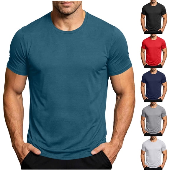 Plus Size 5Xl Men's Athletic Shirt Quick Dry T Shirts Gym Workout Short Sleeve Lightweight Breathable Tees Performance Running Shirts