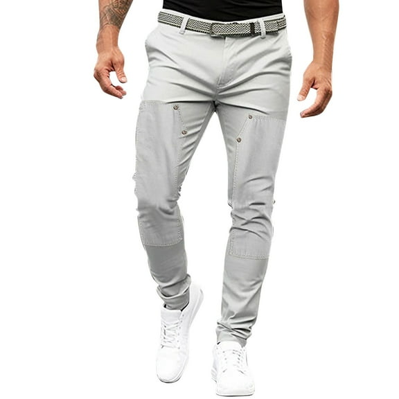 Men's Casual Pants Mens Slim Fit Straight Tube Retro Hop Pants Street Jeans Grey 2XL