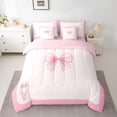 thumbnail image 3 of Homewish Letter A Monogrammed 7-Piece Twin Bedding Sets,Girls Kawaii Bowtie Bedding Comforter Set,Pink Bow Knot Sheet Sets For Princess Kids,Microfiber Room Decorative Reversible, 3 of 9