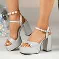 thumbnail image 2 of SACFOF Platform Sandals Women High Heels Fish Mouth Open Toe Platform Heels Chunky Heel Ankle Strap Wedding Party Dress Shoes, 2 of 6