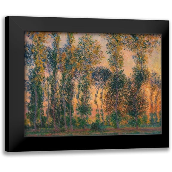 Monet, Claude 14x12 Black Modern Framed Museum Art Print Titled - Poplars at Giverny - Sunrise