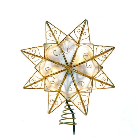 Kurt Adler 10-Light LED Capiz with Scroll Accents Star Tree Topper