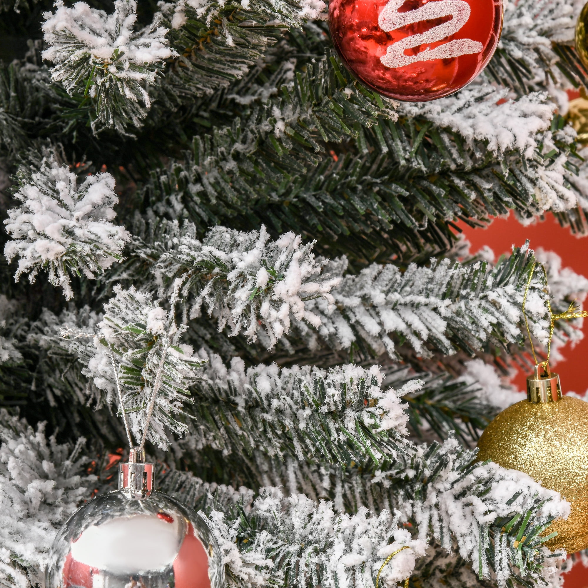 9ft Snow Flocked Pencil Christmas Tree 1014 Tips Flame Retardant Small Space Holiday Decor