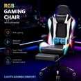 thumbnail image 2 of Mr IRONSTONE Gaming Chair with Bluetooth Speakers and RGB LED Lights, Ergonomic Massage Computer Chair with 3D Armrests and Footrest, Black/White, 2 of 9