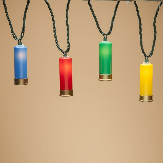 10 Christmas Multicolor 12 Gauge Shotgun Shell String Lights Set Indoor Outdoor