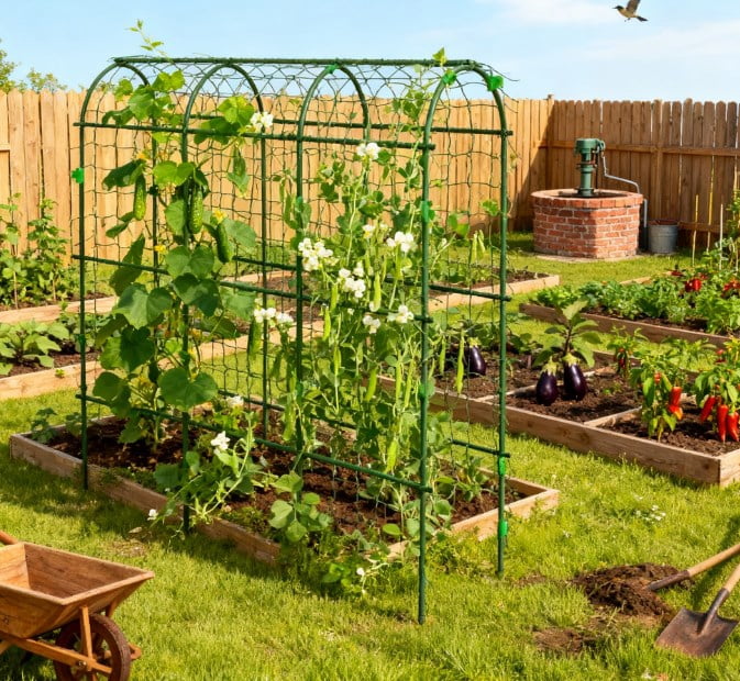 Arch Trellis, Garden Trellis for Climbing Plants Outdoor, with Climbing Net