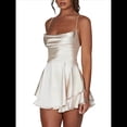 thumbnail image 3 of Mono Elegante de Satén para Mujer, de Verano, Sin Mangas, con Espalda Descubierta, Tirantes Finos y . Champán M, 3 of 7