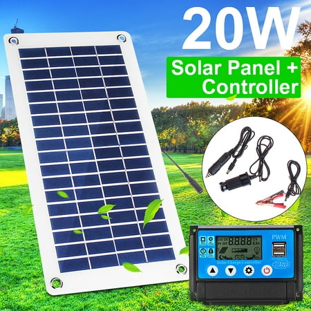 20W 12V/5V Semi Flexible Solar Panel Charger Portable Controlle Polysilicon Off Grid Kit Waterproof For Car Battery Phone RV Outdoor+ (Best Outdoor Solar Charger)