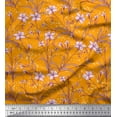 thumbnail image 1 of Soimoi Modal Satin Fabric Leaves & Azalea Floral Printed Craft Fabric by the Yard 42 Inch Wide, 1 of 3
