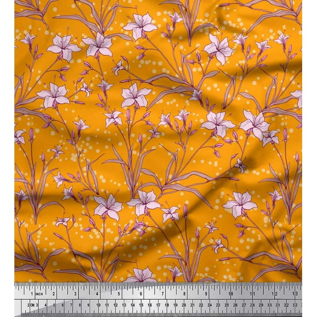 Soimoi Moss Georgette Tissu Feuilles & Azalée Imprimé Floral Tissu par Yard 42 Pouces de Large