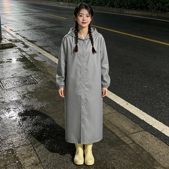 Thickened EVA Rain Poncho for Adults, Reusable Waterproof Raincoat with Hood, Portable Outdoor Rain Gear for Hiking Cycling Commuting, Unisex Cape-Style Rain Cape
