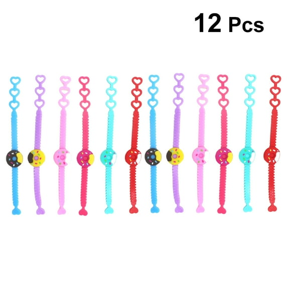 WHAMVOX 12Pcs Donuts Wristbands for Toddlers and Kids Party Bag Fillers in PVC Material