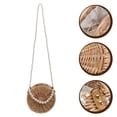 thumbnail image 2 of 1pc Pearl Strap Strap Cross Body Bag Bolsa de hombro de paja redonda (caqui), 2 of 5