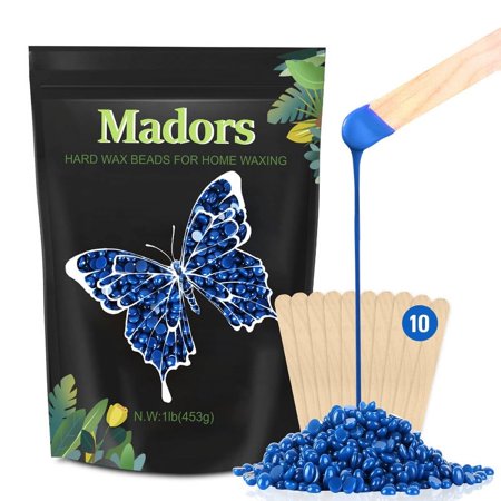 Madors 1lb/16oz Wax Beans Kit with 10 Wax applicator Sticks for Full Body, Facial, Brazilian Bikin,and legs