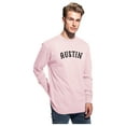 thumbnail image 2 of Daxton Retro Austin Arch Font Long Sleeves T Shirt Soft Medium Weight Cotton, Pink Tee Black Font, 1XL, 2 of 2