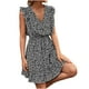 thumbnail image 1 of Moda mujer verano casual floral vendaje sin mangas con volantes borde vestido Fridja hjkh4018, 1 of 4