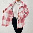 thumbnail image 5 of Fashion Fleece Plaid Jackets for Womens Casual Button Turndown Collar Long Sleeve Oversize Jacket Coat, 5 of 8