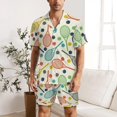 thumbnail image 2 of PRIYAL Vintage Style Racket And Tennis Ball Mens Short Sleeve Pajama Set Satin Silk Sleepwear 2 Piece Pjs Loungewear, 2 of 6