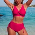 thumbnail image 2 of COMVALUE Women's Bikini Swimsuit Front Cross Lace Up Two Piece Bathing Suit 2026 (M, Hot Pink), 2 of 7