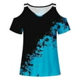 thumbnail image 3 of Patlollav Women Summer T Shirt Cold Shoulder Pullover Blouse V Neck Short Sleeve Tops, 3 of 6