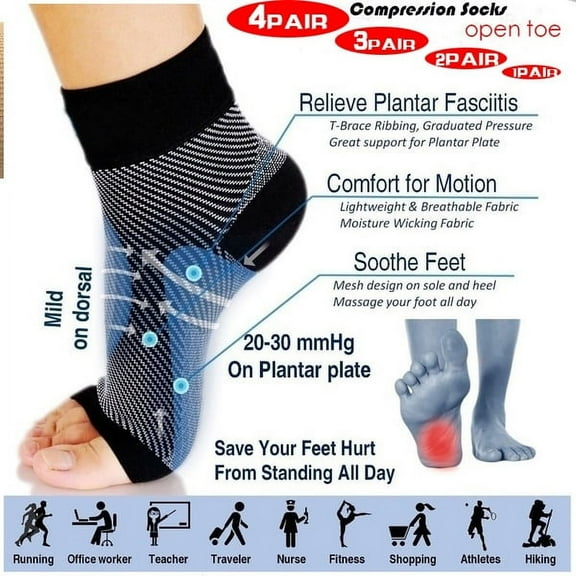 Dicasser 1/2/3/4/5Pack Ankle Brace Compression Sleeve | Injury Recovery, Joint Pain | Achilles Tendon Support, Plantar Fasciitis Foot Socks with Arch Support