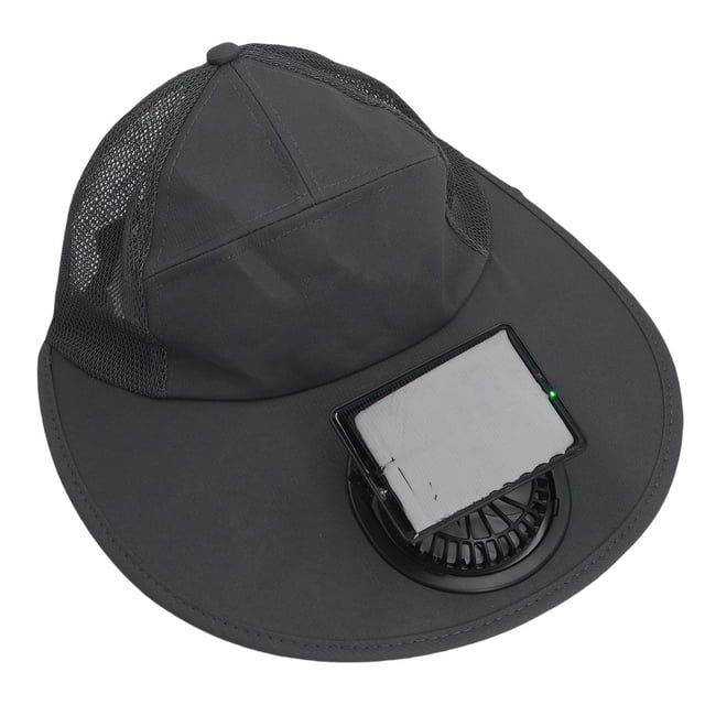 Sombrero De Ventilador Solar, Gorra De Béisbol Silenciosa, Gris Oscuro, Cómoda, Transpirable, Carga USB Para Pesca, Camping, Actividades Al Aire Libre