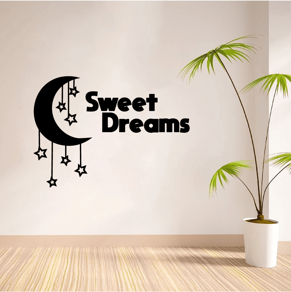 Starry Night "Sweet Dreams" Wall Decal - 20x30 Inch Vinyl Sticker For Kids Bedroom, Nursery Decor