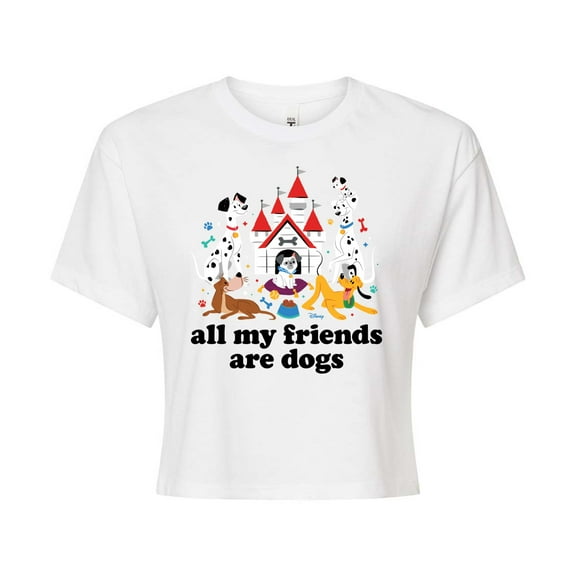 Disney Classics - Cats & Dogs - All My Friends Are Dogs - Juniors Cropped Cotton Blend T-Shirt