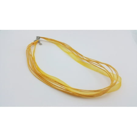 5319 Wax Ribbon - 3 Necklaces - 7 Strand Yellow Organza Ribbon 17