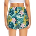 thumbnail image 4 of Xecao's Tropical Floral for a double-layer running short for women, perfect for gym, tennis, and more, featuring a convenient pocket., 4 of 9
